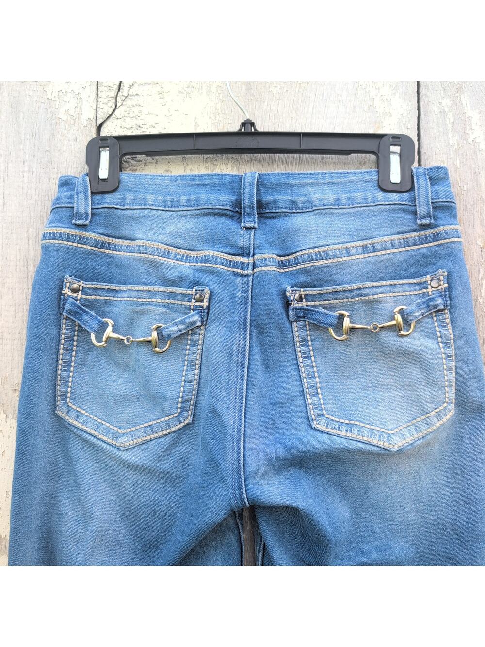 Flamingals Bridle Bit Medium Wash Flare Jeans Women's Small